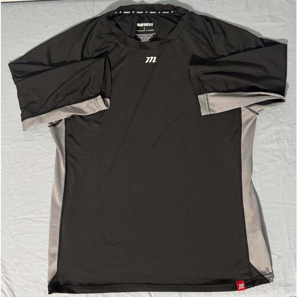 Marucci Shirt Large Black Hockey Baseball 3/4 Sleeve Compression Undershirt